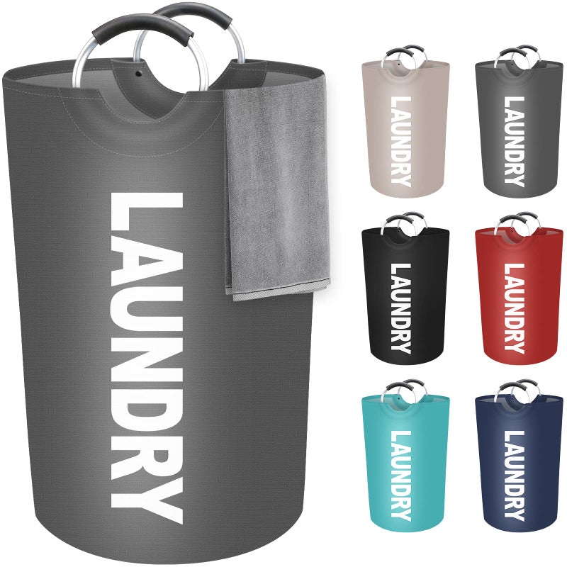 StorageRight 115L Large Laundry Basket Laundry Hamper Dirty Clothes Hamper for Laundry Collapsible Waterproof Laundry Baskets with Foam Protected Aluminum Handles for Laundry Dorm Family Grey