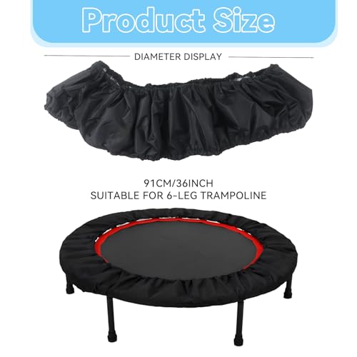 Klmnop Mini Trampoline Spring Cover 36 Inch Small Trampoline Replacement Pad Thickened 600D Oxford Cloth Easy to Installation Fit Indoor TrampolineOnly Cover Black - Image 3