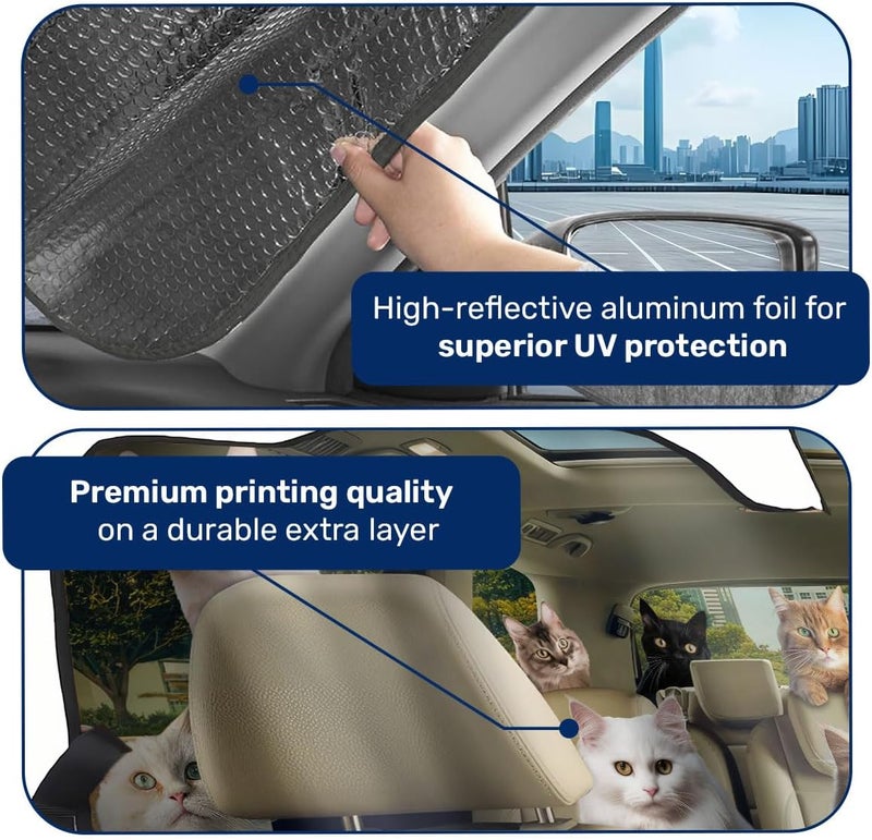 GENANY Cat Group Funny Windshield Sun Shade for Car SUV Truck (55x30 Inches) - Image 4