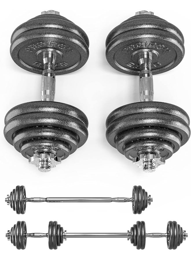 PROIRON 30kg Cast Iron Adjustable Dumbbell Set Hand Weight with Solid Dumbbell Handles - Image 1