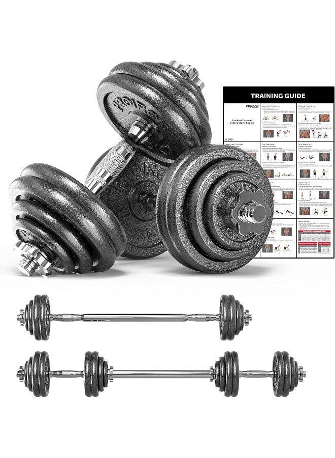 PROIRON 30kg Cast Iron Adjustable Dumbbell Set Hand Weight with Solid Dumbbell Handles - Image 2