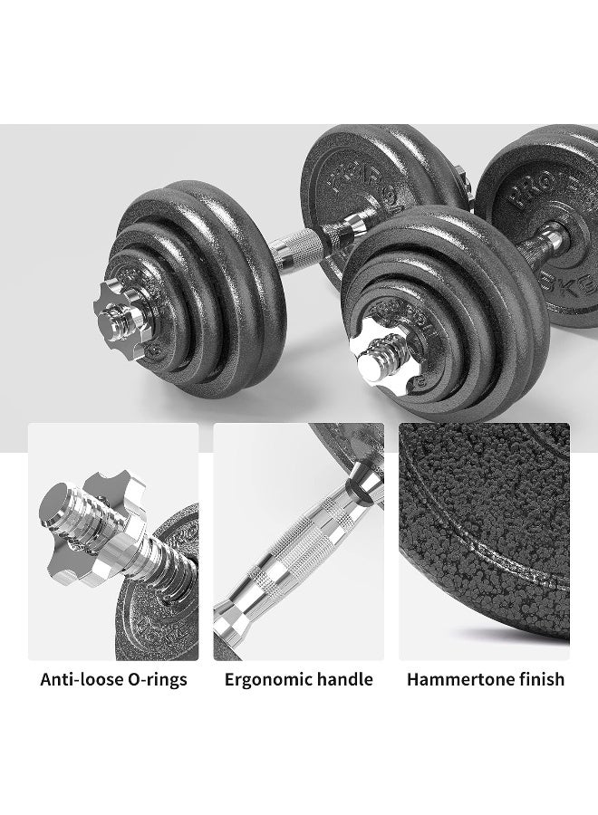 PROIRON 30kg Cast Iron Adjustable Dumbbell Set Hand Weight with Solid Dumbbell Handles - Image 4