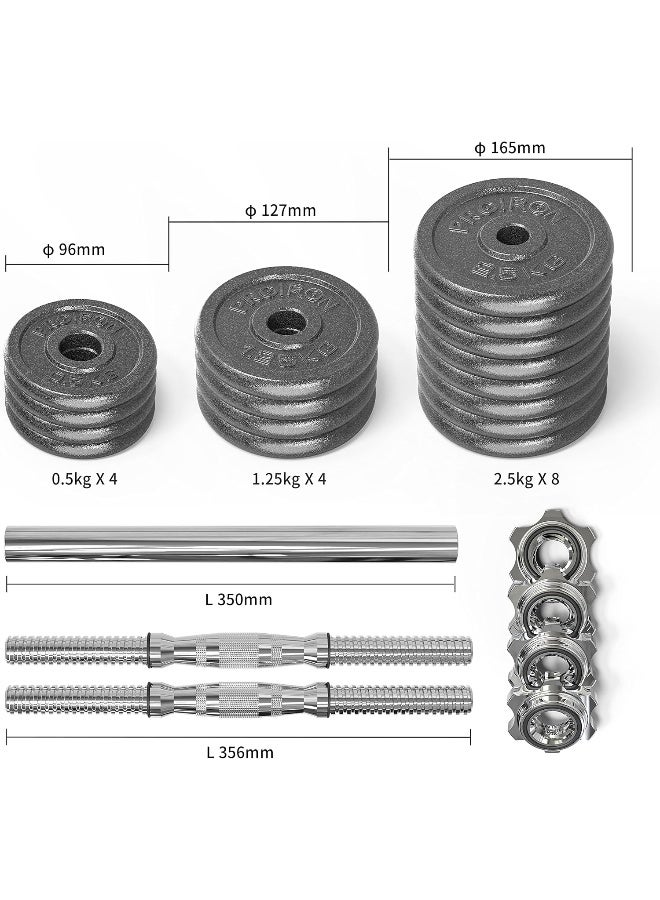 PROIRON 30kg Cast Iron Adjustable Dumbbell Set Hand Weight with Solid Dumbbell Handles - Image 3