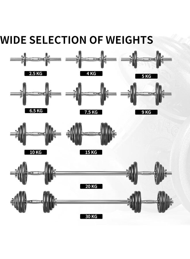 PROIRON 30kg Cast Iron Adjustable Dumbbell Set Hand Weight with Solid Dumbbell Handles - Image 5