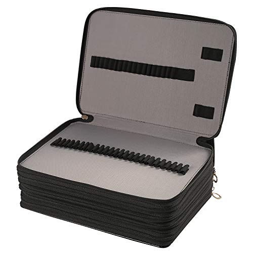 Shulaner 250 Slots Colored Pencil Case Organizer with Zipper PU Leather Large Capacity Pen Holder Bag for Artist Croco Blue - Image 2