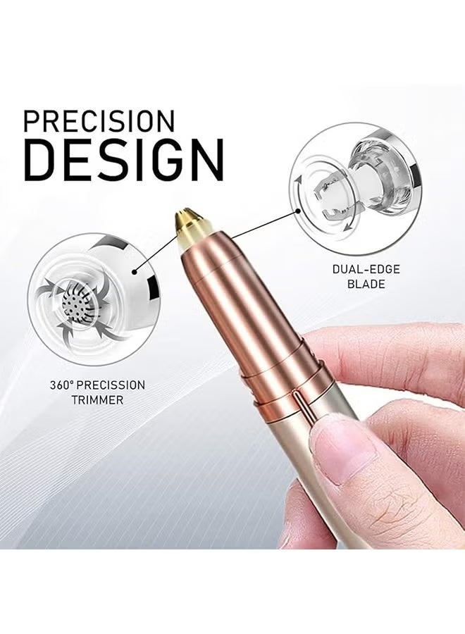 HTKCRX Eyebrow Hair Remover, Rechargeable Electric Eyebrow Trimmer with LED Light, Portable Facial Painless Hair Removal for Face, for Upper and Lower Lip, Chin, Neck, Cheeks, and Eyebrows - Champagne Gold - Image 3