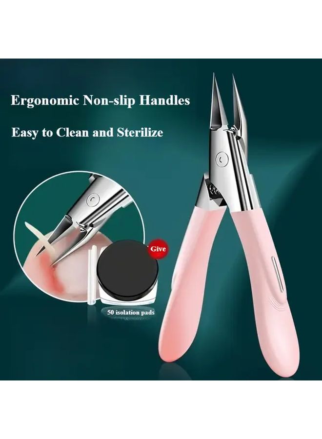 Pink Diagonal Pliers For Ingrown Nails 50 Gutter Isolation Mat Included Foot Care Tool - Image 1