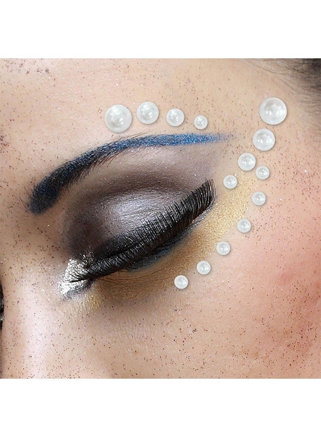 GlamKit 3 Sheets Self-Adhesive Pearl Stickers (1269PCS), 3D White Pearl Rhinestones for Hair, Face & Nail Decoration, Multi-Size Gems for Makeup & DIY Crafts - Image 3