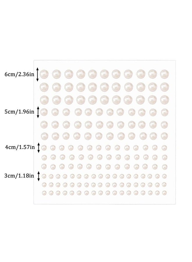 GlamKit 3 Sheets Self-Adhesive Pearl Stickers (1269PCS), 3D White Pearl Rhinestones for Hair, Face & Nail Decoration, Multi-Size Gems for Makeup & DIY Crafts - Image 2