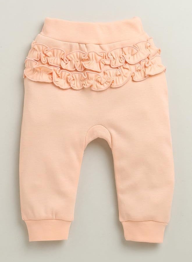 BUMZEE Girls Cotton Full Sleeves Jabla & Pyjama Set Peach & White - 0-3 Months (Peb10910B-pch) - Image 4