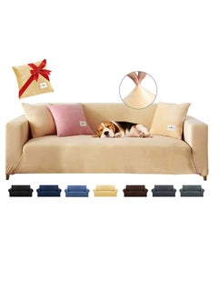 Beauenty Velvet Plush Sofa Cover with 1 Pillowcase, Stretch Sofa Slipcover Anti-Slip Couch Cover, Suitable for 1/2/3/4 Seater or L Shape Sofa,Furniture Protector for Dogs Pets Kids  - Image 1