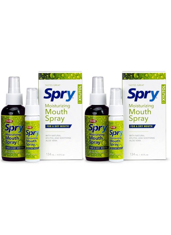 Spry Spry Xylitol Moisturizing Bad Breath Mouth Spray, Bad Breath Treatment Oral Breath Spray with Natural Spearmint, 4.5 fl.oz (Pack of 2)  - Image 1