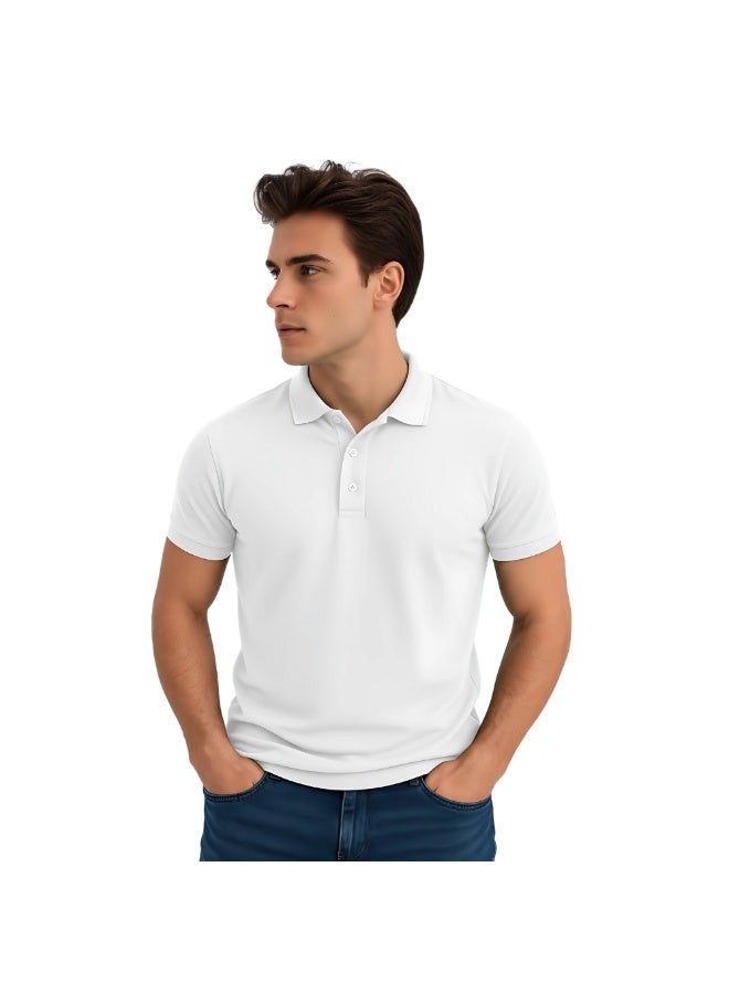 برينت شوب فور مي تي شيرت بولو رجالي من Interlock بقصّة عادية من القطن الخالص بأكمام قصيرة، 220 جرام لكل متر مربع، ألوان أساسية - Image 3