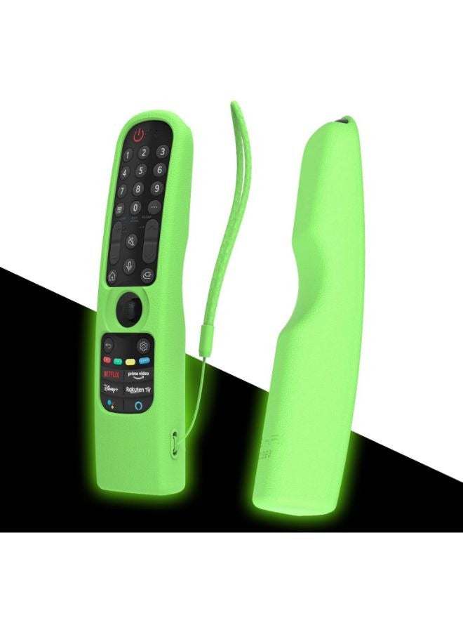 SIKAI Silicone Case Cover for LG AN-MR21GA Magic Remote, Shockproof Protective Cover for LG Smart TV Remote 2021, Standing Design, Skin-Friendly, Washable, Anti-Lost with Loop (Glow Green)