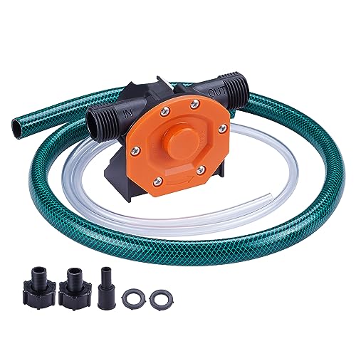 TOPWAY Self Priming Water Drill Pump Attachment with Suction and Discharge Hose, Mini Hand Power Drill Pump for Water, Oil Transfer - Image 1