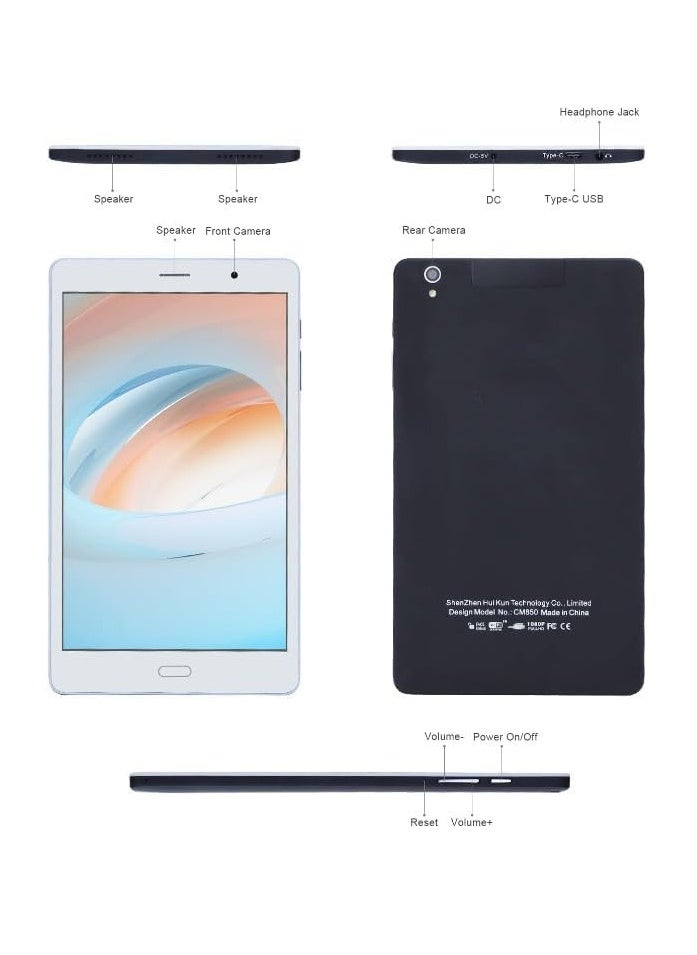 REBENUO - C idea Tablet CM850 Screen size 8 inches System Android 12 Dual SIM 6GB RAM + 256GB Screen type  HD 800x1280 IPS Touch Screen Compatible with PUBG (Black) - Image 1