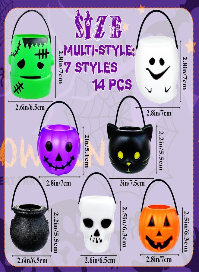 Blvochnnt 14 PCS Mini Halloween Candy Holder,Portable Pumpkin Ghost Cauldron Bucket with Candy Bags Black Wire Ties Halloween Party Supplies for Kids,Trick or Treat - Image 2