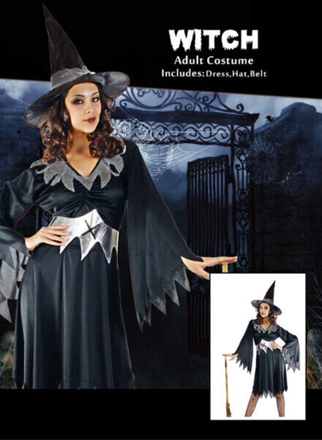 Toyland Adult Witch Costume – Black Dress with Hat and Belt for Halloween-Medium - Image 2