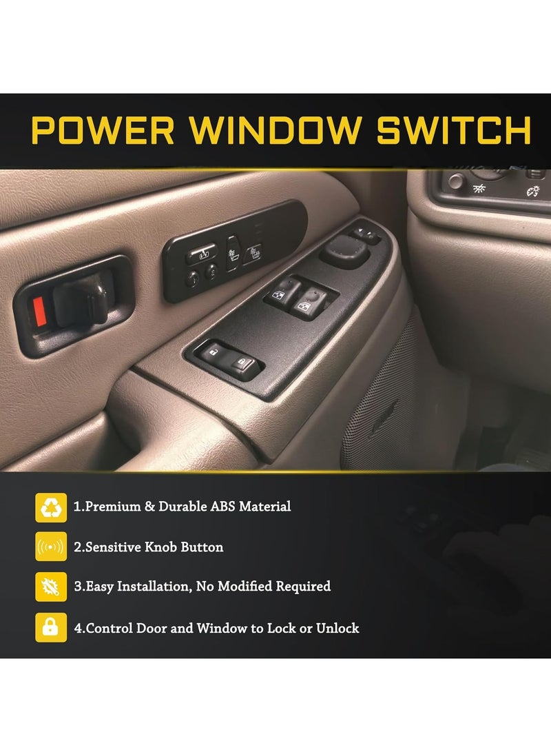 TLAXCA 15883318 Window Switch Driver Side for 2003-2007 Chevrolet Silverado1500 2500 GMC Sierra Window Switch Dock Lock without Folding Mirrors Function Replace DWS-226,10398563, 15112970 - Image 2