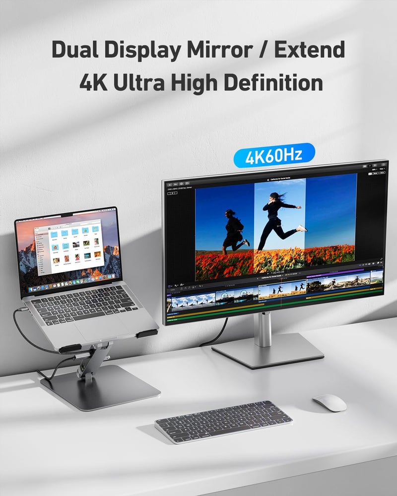 BENFEI Laptop Stand with USB C 6in1 Docking Station, HDMI 4K@60Hz,Gigabit Ethernet, 100W Power Delivery, 10Gbps 1*USB C 3.2 and 2*USB A 3.2 Compatible with MacBook Pro/Air, iPad Pro, XPS, Thinkpad - Image 3
