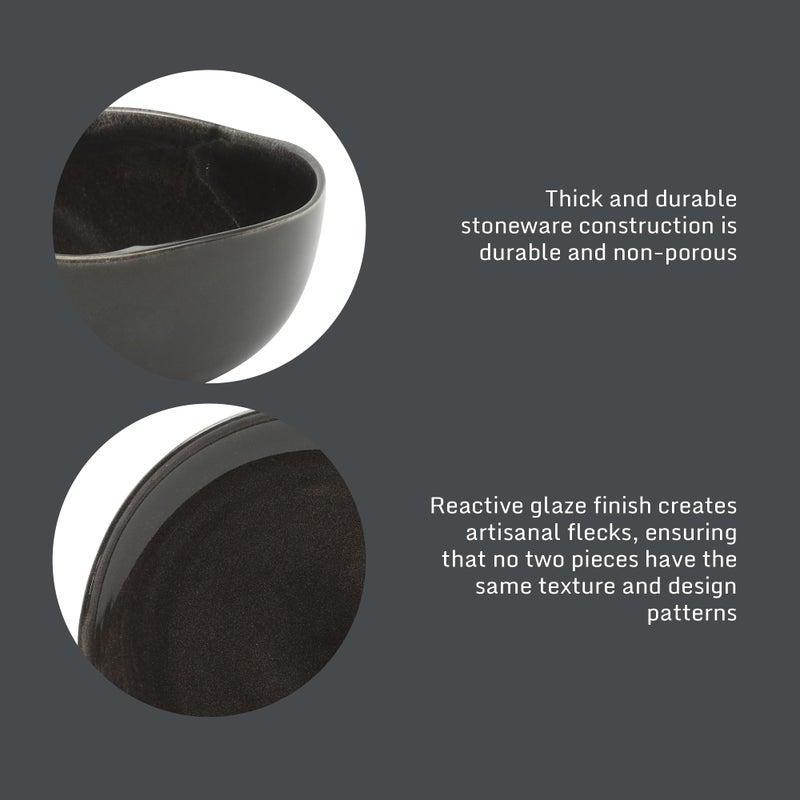 Gibson Elite Nardini 12 Piece (Service for 4) Plates and Bowls Reactive Glaze Dishes Stoneware Ceramic Dinnerware Set - Black - Image 4