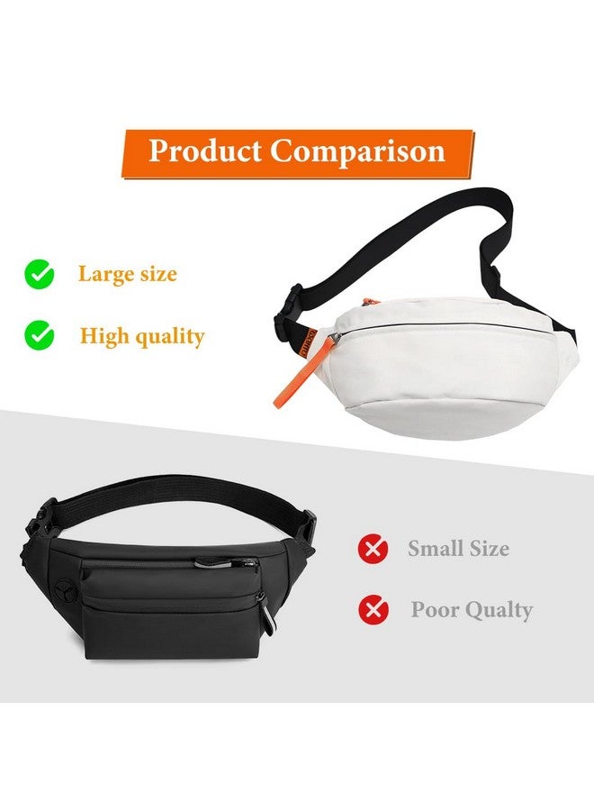 GUSTAVE® Waist Bags for Men Women, Fanny Pack Women Cross Body Bag Mens Nylon Shoulder Bag, Money Bag for Commuting, Travel, Outdoor Activities, Cycling(white) - Image 4