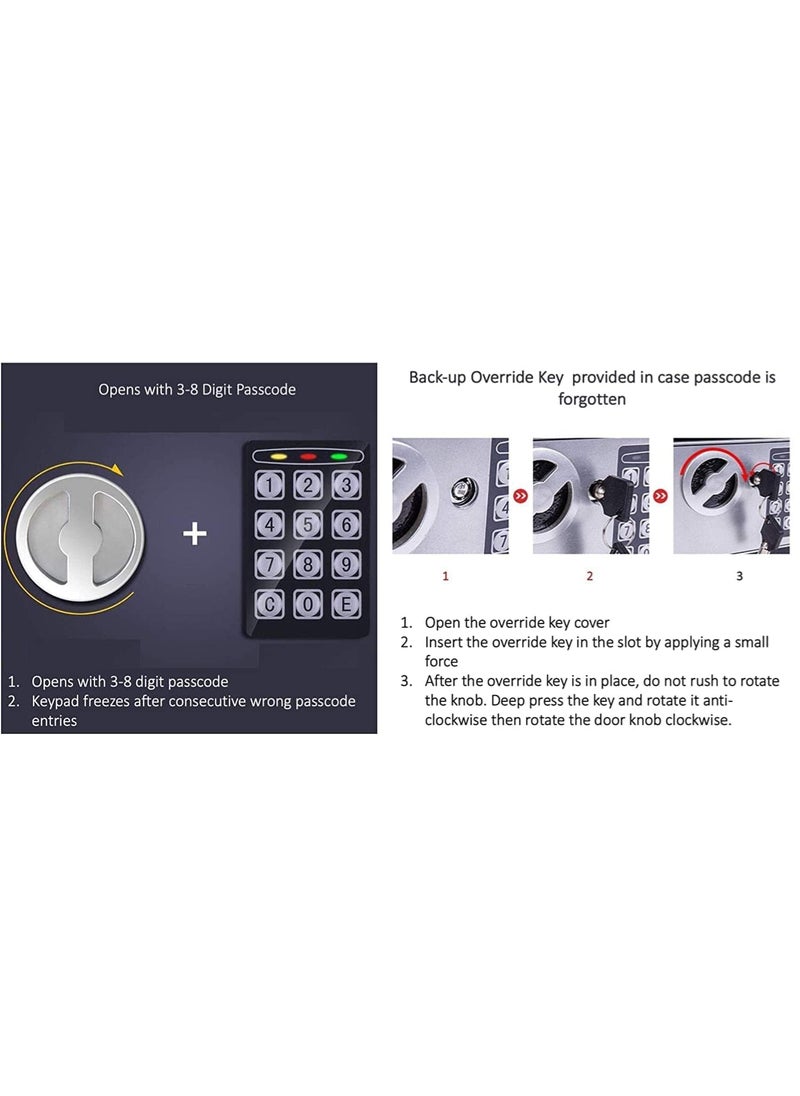 RAHU RAHU Electronic Digital Security Safe Box Money Safety Password Lock Box Solid Alloy Steel Cabinet locker for Home Office Hotel Rooms Valuables items Jewelry Gold Cash Money  - Image 2