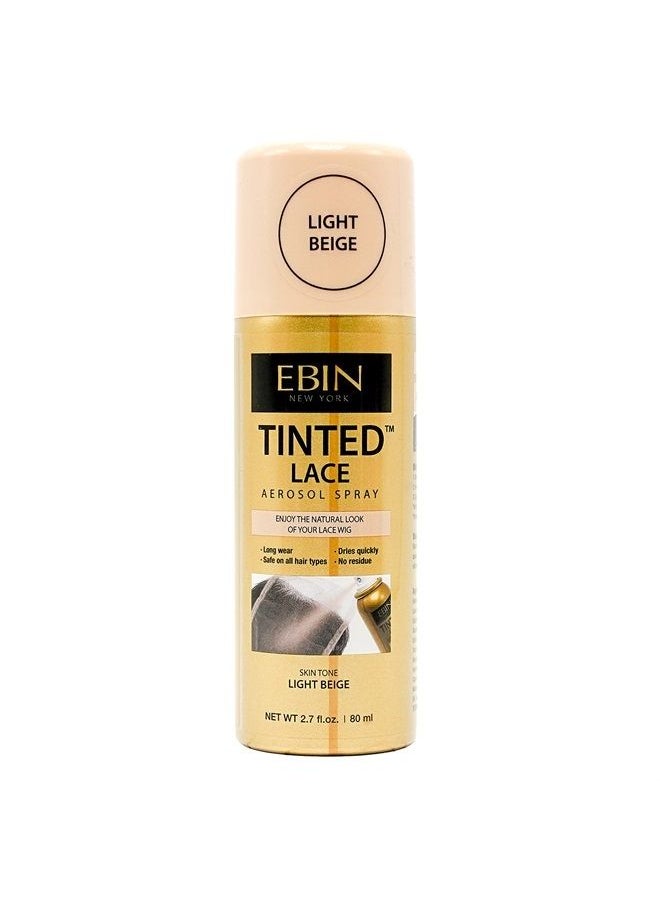EBIN NEW YORK Tinted Lace Aerosol Spray - Light Beige 2.7oz/ 80ml, Quick dry, Water Resistant, No Residue, Water Resistant, Even Spray, Matching Skin Tone, Natural Look  - Image 1