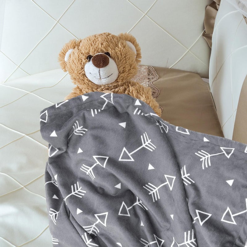 BORITAR Baby Blanket Super Soft Minky with Double Layer Dotted Backing, Little Grey Arrows Printed 30 x 40 Inch, Receiving Blankets - Image 5