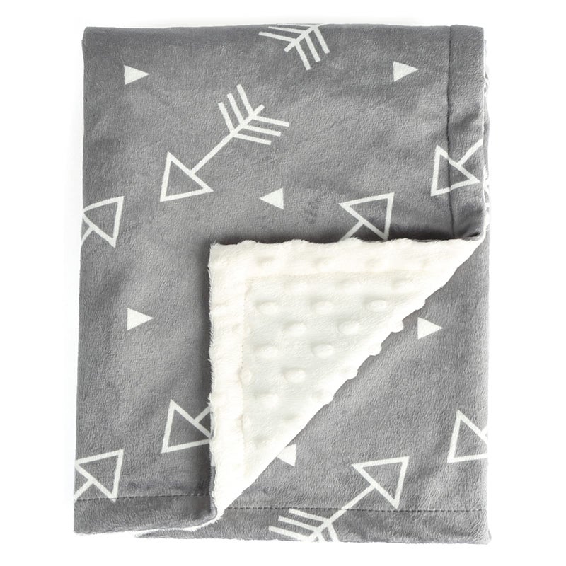 BORITAR Baby Blanket Super Soft Minky with Double Layer Dotted Backing, Little Grey Arrows Printed 30 x 40 Inch, Receiving Blankets - Image 1