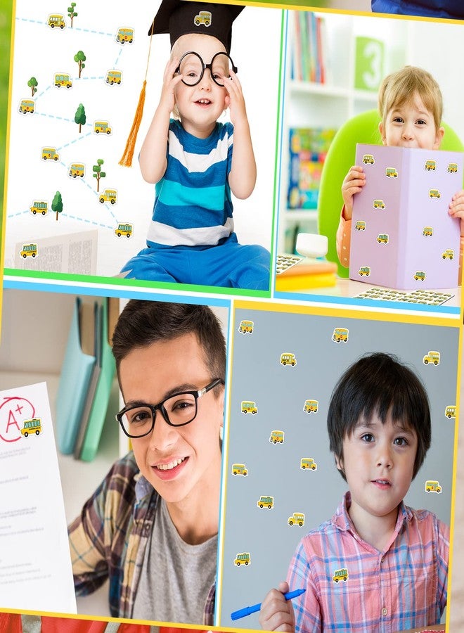 Junkin 480 Pcs School Bus Stickers Album Cute Bus Stickers Party Favors Bulk Cartoon Transportation Wheels Crafts Kit for Kids Art DIY Toys Back to School Supplies Kids Game Prize Rewards(Yellow) - Image 5