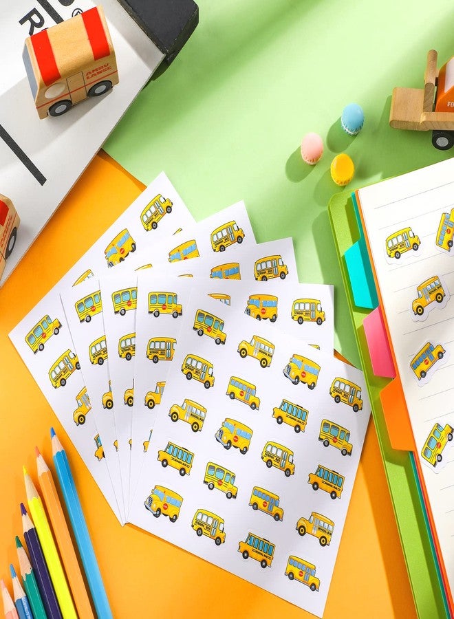 Junkin 480 Pcs School Bus Stickers Album Cute Bus Stickers Party Favors Bulk Cartoon Transportation Wheels Crafts Kit for Kids Art DIY Toys Back to School Supplies Kids Game Prize Rewards(Yellow) - Image 4