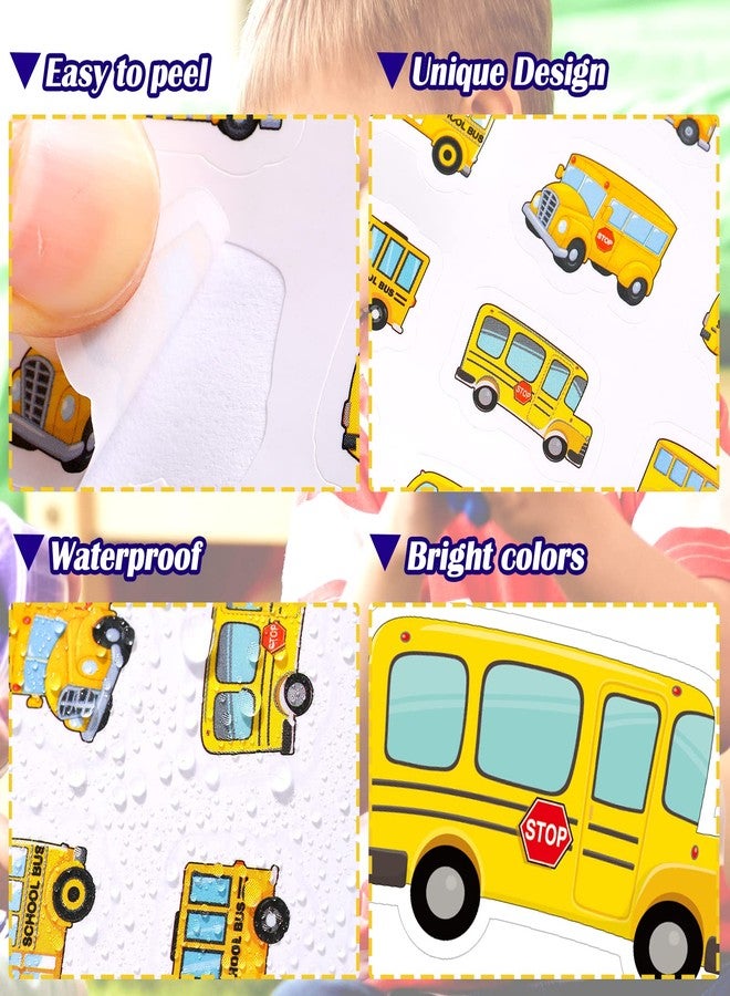 Junkin 480 Pcs School Bus Stickers Album Cute Bus Stickers Party Favors Bulk Cartoon Transportation Wheels Crafts Kit for Kids Art DIY Toys Back to School Supplies Kids Game Prize Rewards(Yellow) - Image 3