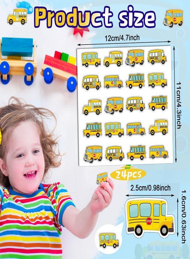 Junkin 480 Pcs School Bus Stickers Album Cute Bus Stickers Party Favors Bulk Cartoon Transportation Wheels Crafts Kit for Kids Art DIY Toys Back to School Supplies Kids Game Prize Rewards(Yellow) - Image 2