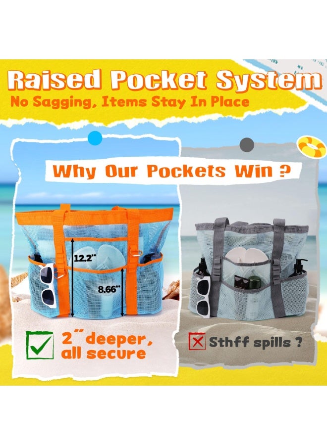 OSHIMA Beach Bag Family, Extra Large Mesh Beach Bag, Chic & Spacious XX-Large Beach Bags for Women, Foldable & Lightweight Mesh Tote, Waterproof Mesh, Lightweight, Includes 2 Carabiners - Image 5