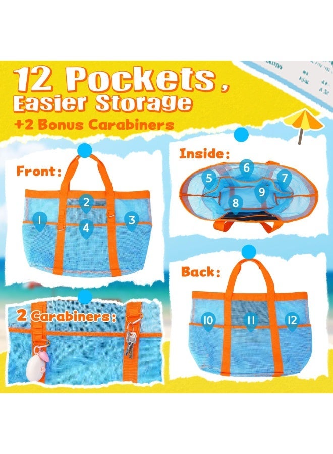 OSHIMA Beach Bag Family, Extra Large Mesh Beach Bag, Chic & Spacious XX-Large Beach Bags for Women, Foldable & Lightweight Mesh Tote, Waterproof Mesh, Lightweight, Includes 2 Carabiners - Image 2