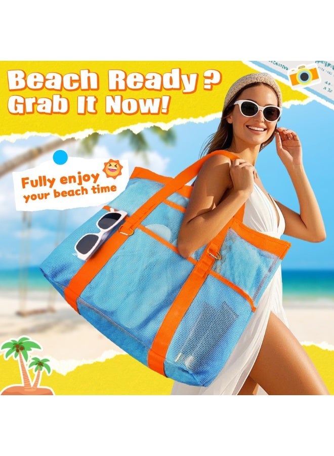 OSHIMA Beach Bag Family, Extra Large Mesh Beach Bag, Chic & Spacious XX-Large Beach Bags for Women, Foldable & Lightweight Mesh Tote, Waterproof Mesh, Lightweight, Includes 2 Carabiners - Image 3
