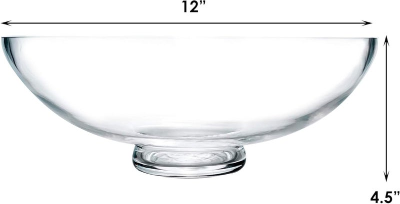CYS EXCEL Glass Decorative Footed Bowl (H:4.5" D:12") | Fruit Display & Terrarium Bowl | Compote Vase & Kitchen Table Centerpiece - Image 2