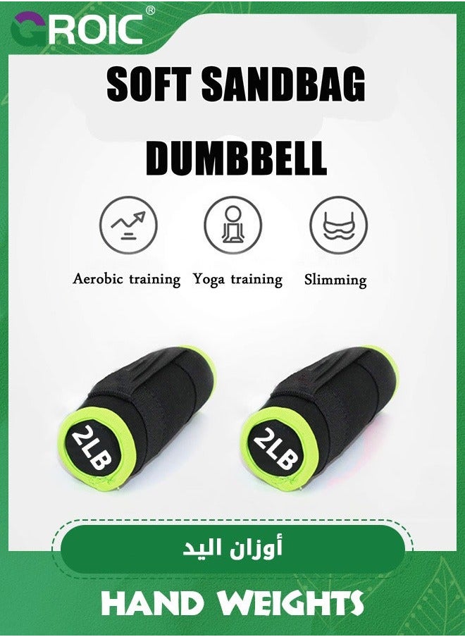 2PCS Soft Hand Weights Straps,Comes in 2LB Weights,Weighted Neoprene Dumbbells with Straps for Walking Weight Aerobics, Jogging, Running,Soft