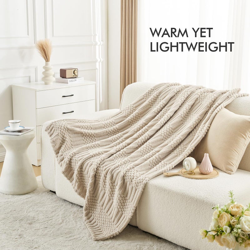 lifein Throw Blanket for Couch-Beige Boho Throw Blanket, Tan Soft Fleece Plush Lightweight Blankets&Throws for Spring, Fuzzy Camel Blankets for Livingroom Bed Sofa Chair (50x60,Taupe/Khaki) - Image 3