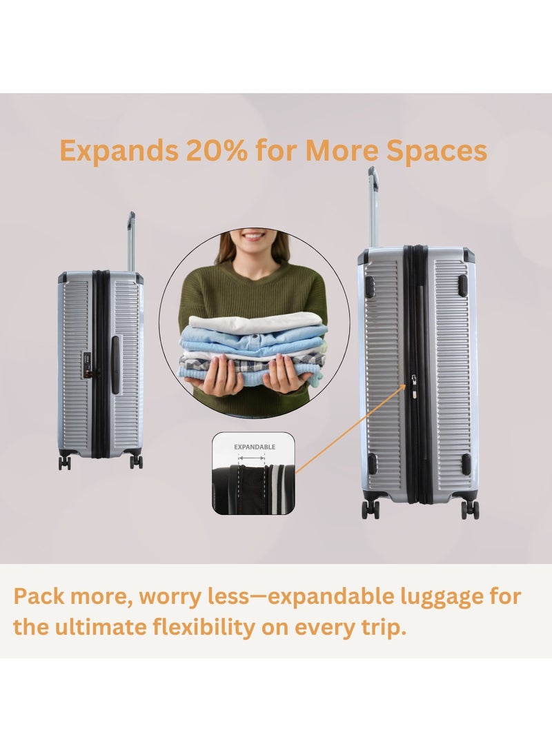 ناشيونال چيوغرافيك حقيبة سفر صغيرة بعجلات مزدوجة من ناشيونال جيوغرافيك معدنية صلبة فضية، خفيفة ومتينة بسحاب مانع للسرقة وقفل ، قابلة للتوسيع بمقبض تلسكوبي من الألومنيوم - Image 2