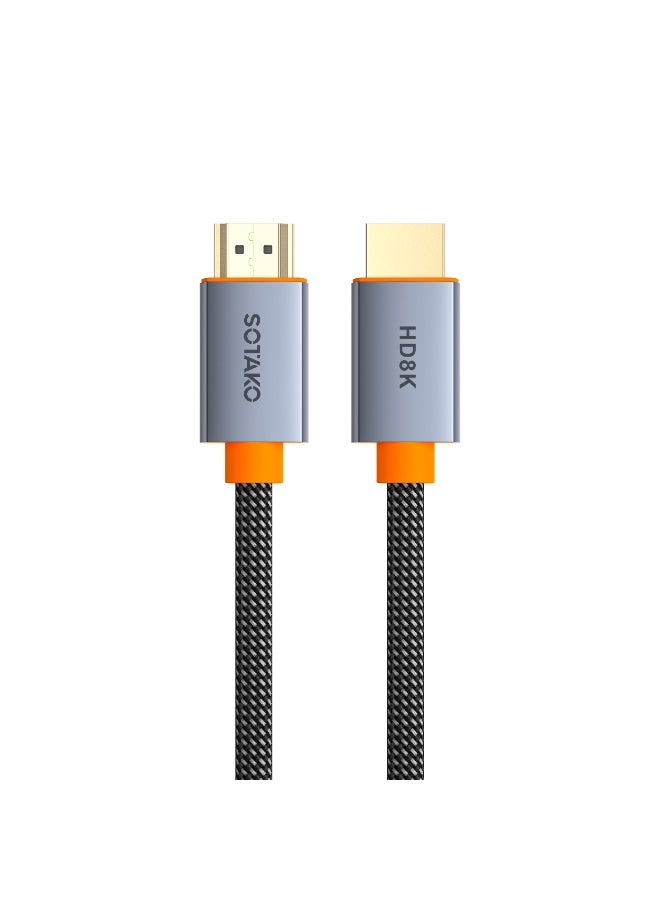 سوتاكو كابل HDMI 2.1 بطول 1.5 متر، بسرعة نقل بيانات 48 جيجابت/ثانية، يدعم دقة ‎8K‎ و‎4K Ultra HD‎ ‎4320P‎، كابل HDMI عالي السرعة، ‎4K@120Hz‎ و‎8K@60Hz‎، متوافق مع eARC، مناسب للابتوب والشاشات وتلفزيون UHD وأجهزة ‎PS5‎ و‎PS4‎ ويدعم Dolby - Image 1