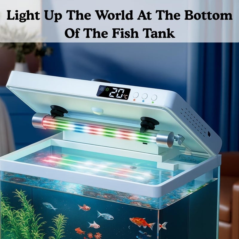FinyPetz ضوء حوض السمك T4-300Pro WRGB LED | ضوء حوض السمك متعدد الألوان القابل للغمر مع أوضاع قابلة للتعديل | مصباح مائي موفر للطاقة لحوض السمك العذب والنباتات (حتى 2.5 قدم) - Image 3