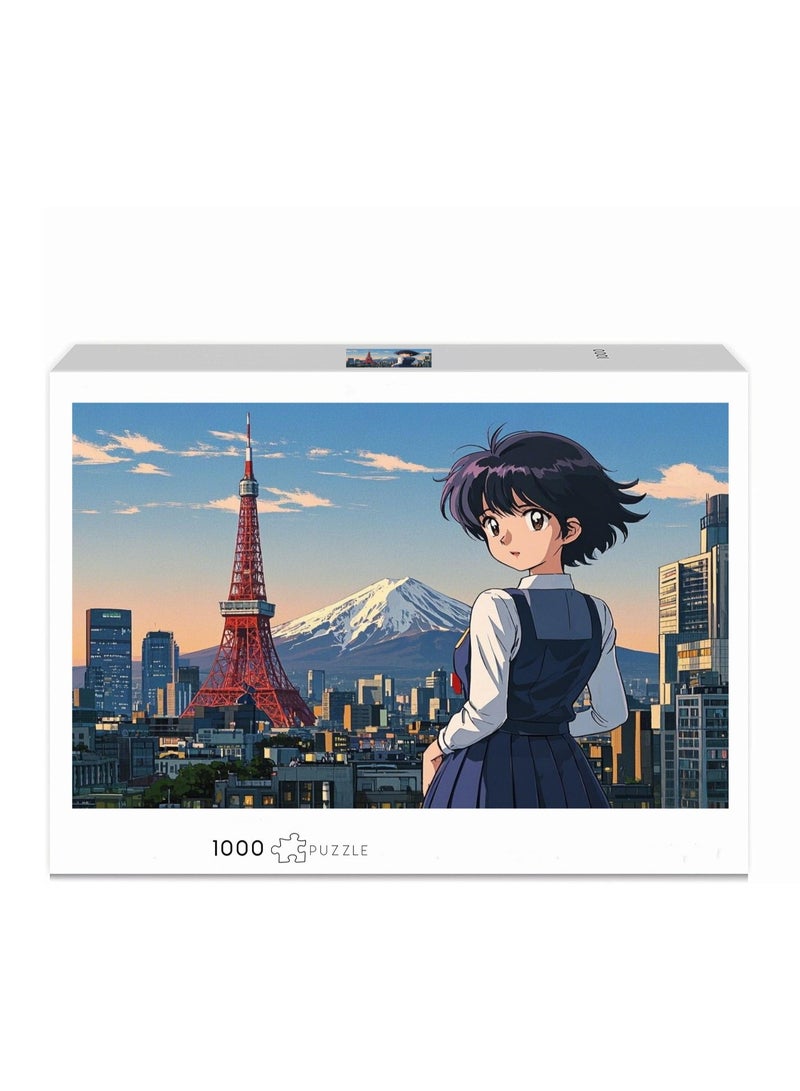 Anna 1000-Piece Vintage Anime Girl and Architectural Landscape Puzzle - Image 1