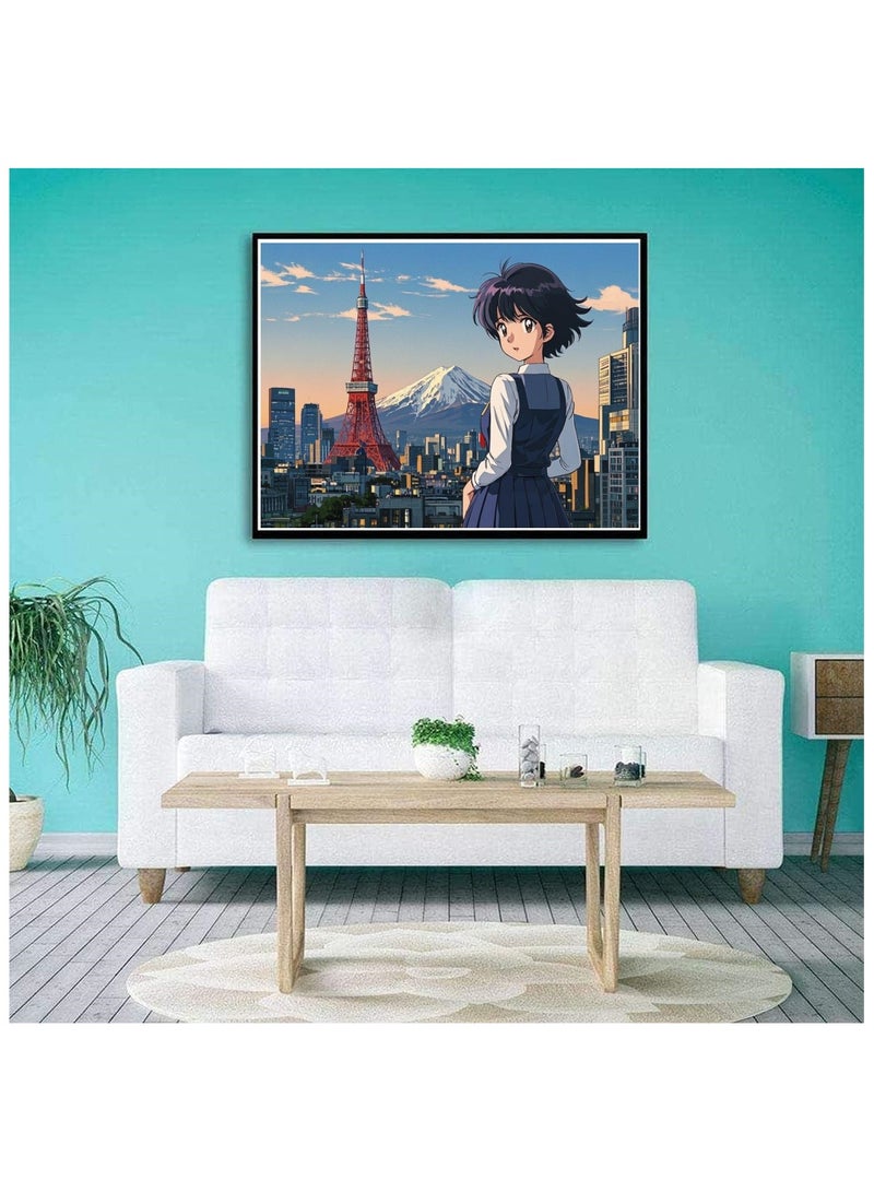 Anna 1000-Piece Vintage Anime Girl and Architectural Landscape Puzzle - Image 2