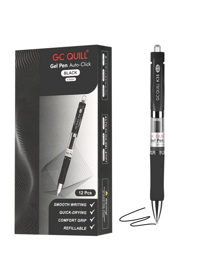 GC QUILL Gel Ink Pens Premium Refillable & Retractable Rolling Ball Pens0.5Mm Fine Point Pens12 Black Ink Gel Pens+10 Blue Ink Pens Bkbl22  - Image 3