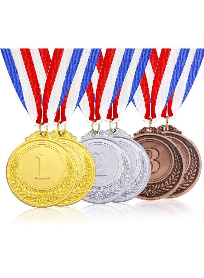 6-Piece Number Medals, Gold Silver Bronze Award Medals with Ribbon, Winner Awards 1st 2nd 3rd Metal Medals, Olympic Style Winner Awards for Sports, Party, Tournaments, ,Competitions（Diam：2.56 Inch） - Image 1