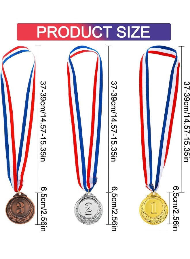 6-Piece Number Medals, Gold Silver Bronze Award Medals with Ribbon, Winner Awards 1st 2nd 3rd Metal Medals, Olympic Style Winner Awards for Sports, Party, Tournaments, ,Competitions（Diam：2.56 Inch） - Image 2