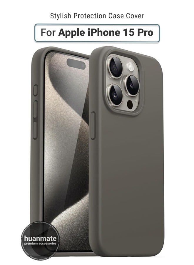 huanmate Stylish Silicone Case Cover For Apple iPhone 15 Pro Stone  - Image 1