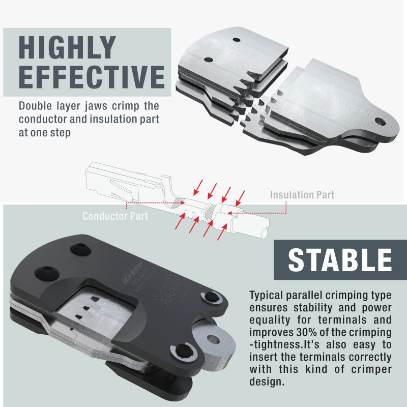 IWISS iCrimp IWS-3220M Micro Connector Pin Crimping Tool 0.03-0.52mmÂ² 32-20AWG Ratcheting Crimper for D-Sub,Open Barrel suits Molex,JST,JAE - Image 4